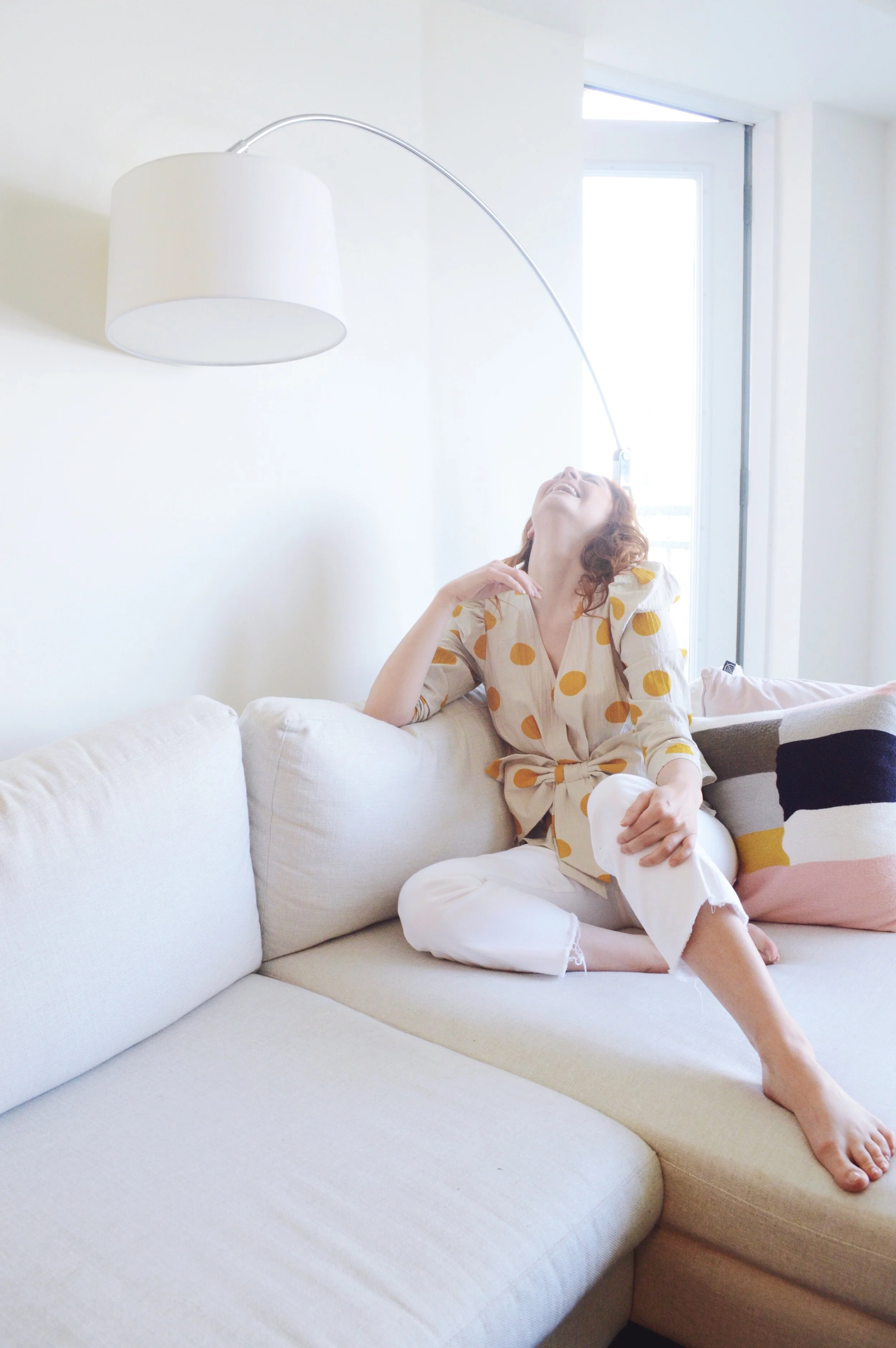 I AM WEARING: Zara Polka Dot  Bow Blouse // Citizen of Humanity Demy Cropped Flare Denim