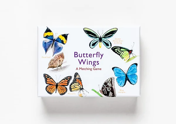 Christine created 50 drawings of butterflies for the game Butterfly Wings where the aim is to match the upper sides and undersides of 25 different species. Published by Laurence King Publishing .
