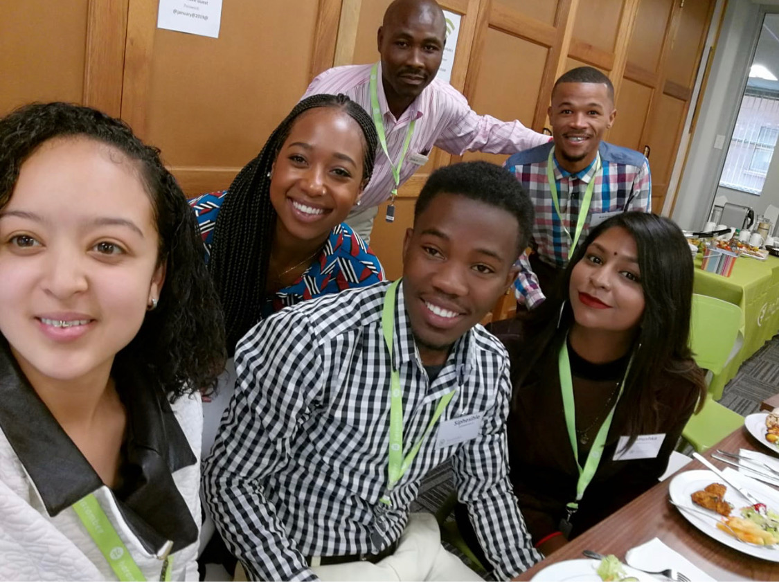 Taneshia, Ruwayne, Siphesihle and other participants in Intervention 18, after sharing their stories on life before Harambee. The group will now begin a one-year apprenticeship at a major corporation but they each also have entrepreneurial ideas that they hope to develop once more financially stable and professionally apt.