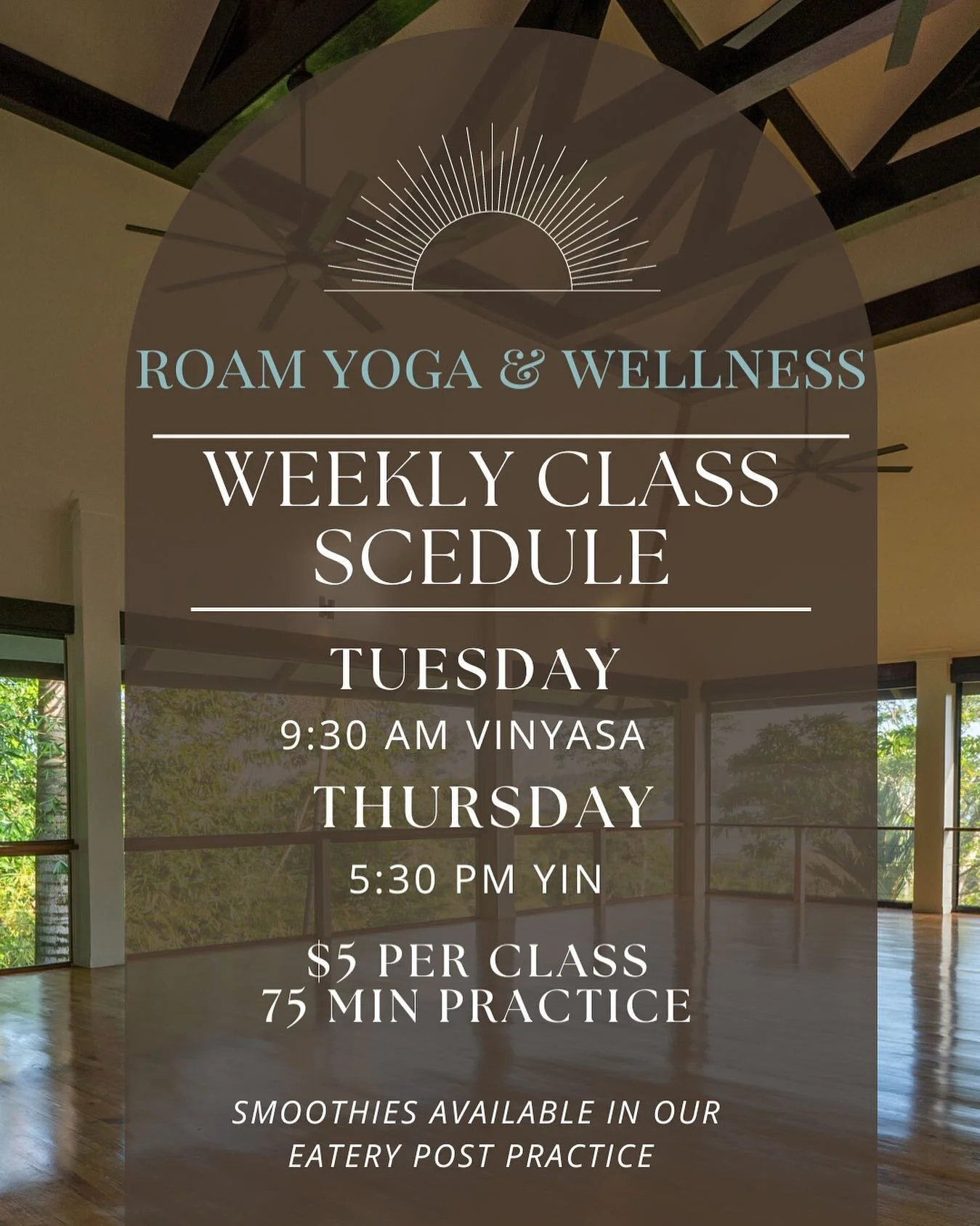 Starting next Tuesday March 14th
.
Next Tuesday the 14th we are excited to start our weekly classes 🍍&hearts;️
.
Tuesday morning vinyasa flow. 

Thursday evening yin &amp; meditaton.
.
These classes are meant to help us feel better in our bodies, to