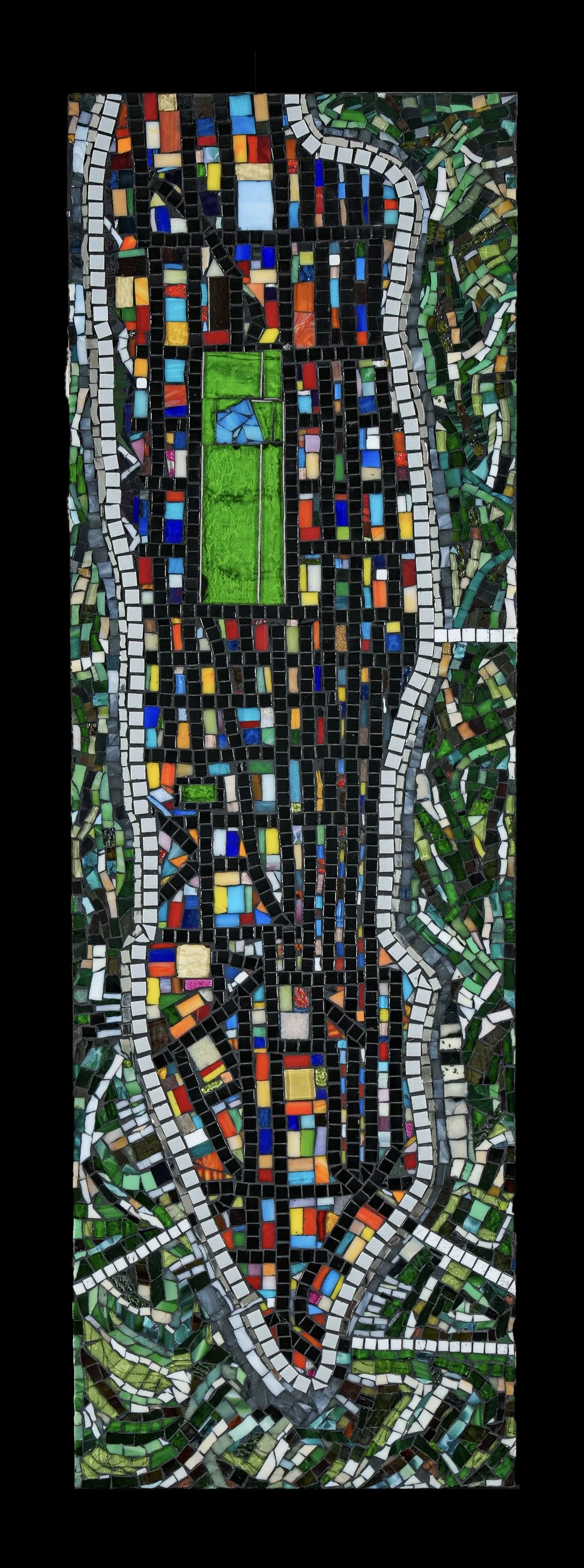 Central Park (14" x 36" glass mosaic on wood framed)