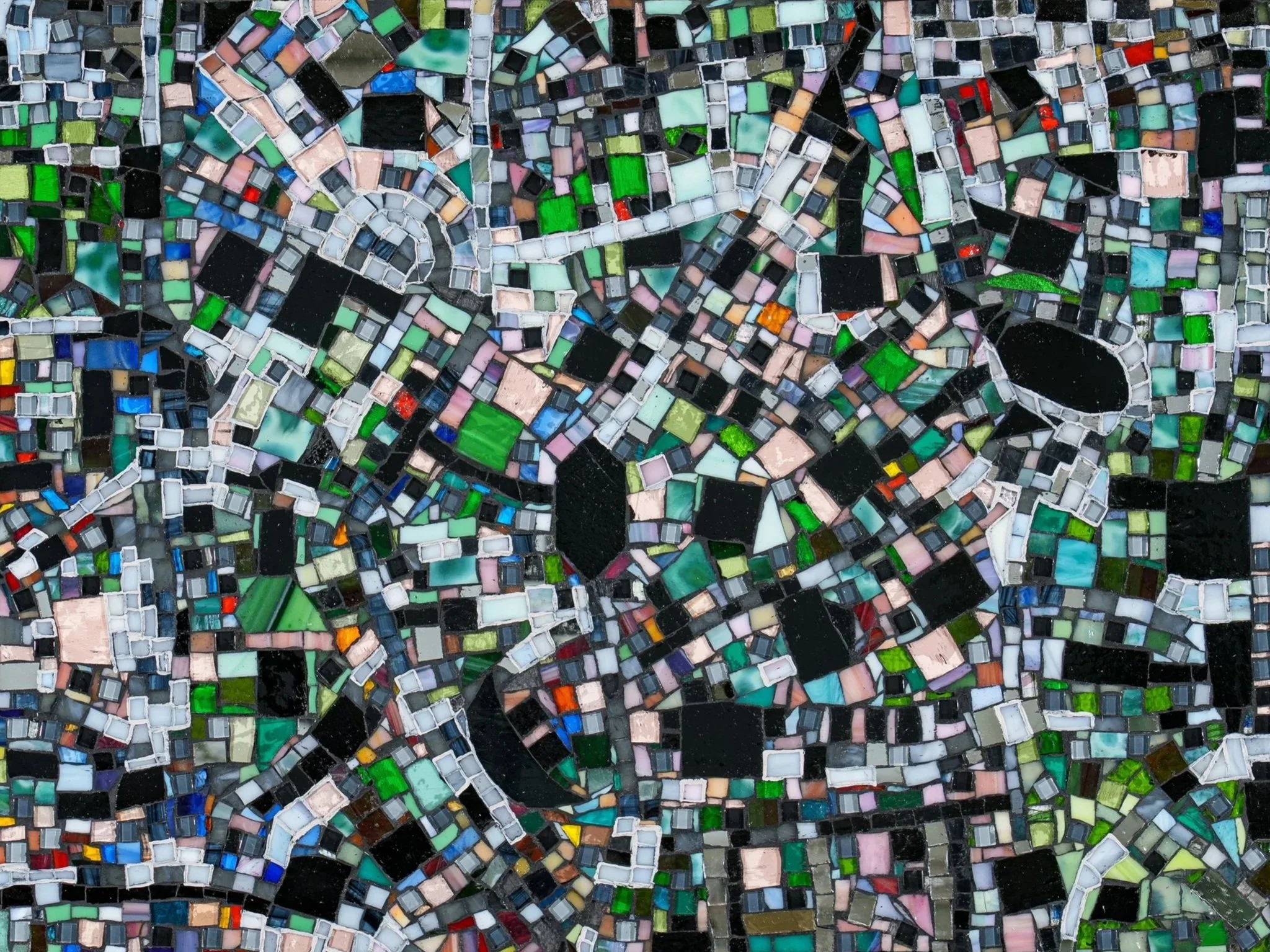 Spring Suburb (18" x 24" glass mosaic on wood)