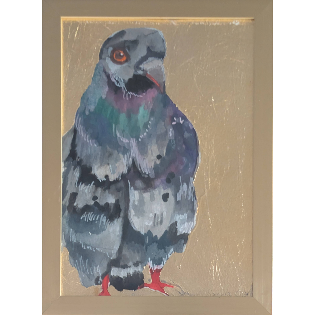 Small Pigeon Painting with Gold Leaf 2