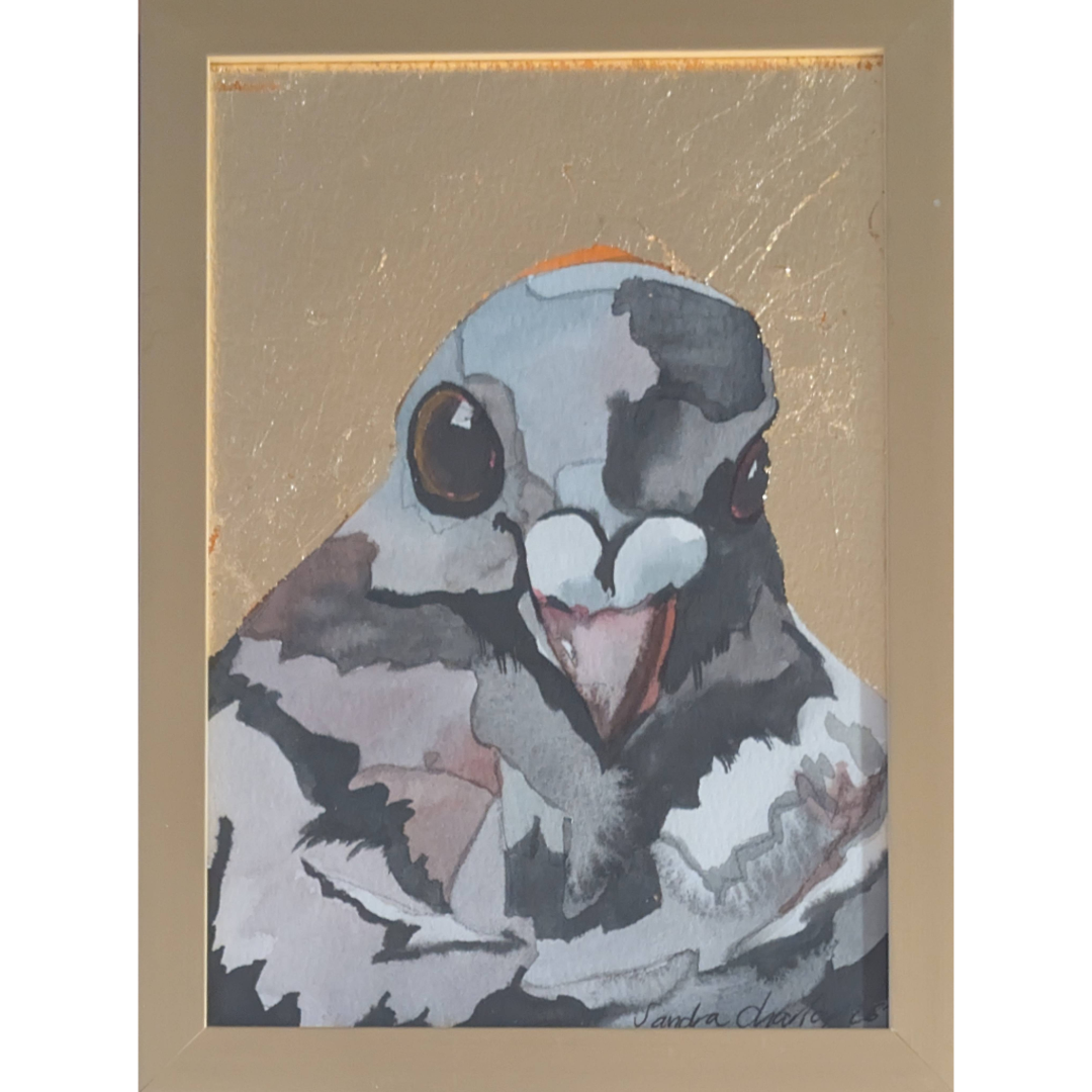 Small Pigeon Painting with Gold Leaf 1