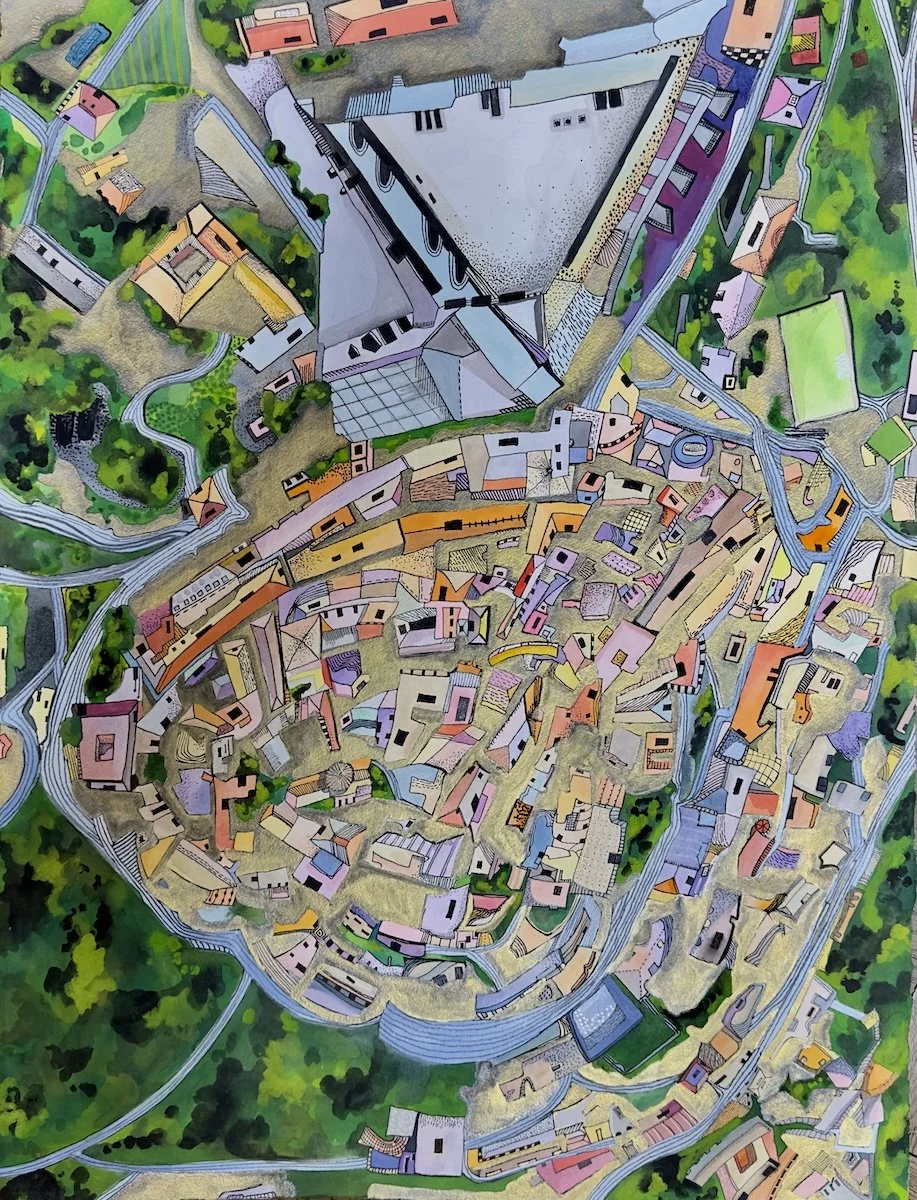 Trevi, Italy (22" x 30" watercolor and ink on board)