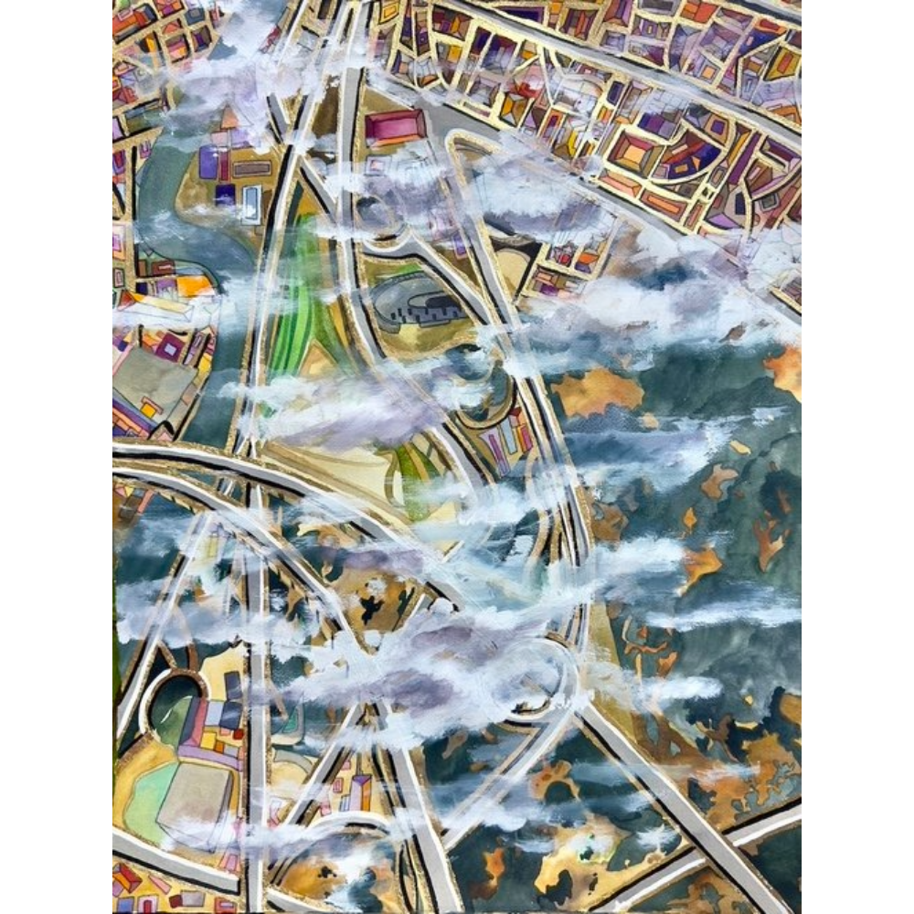 "Landing at Newark Airport" Painting