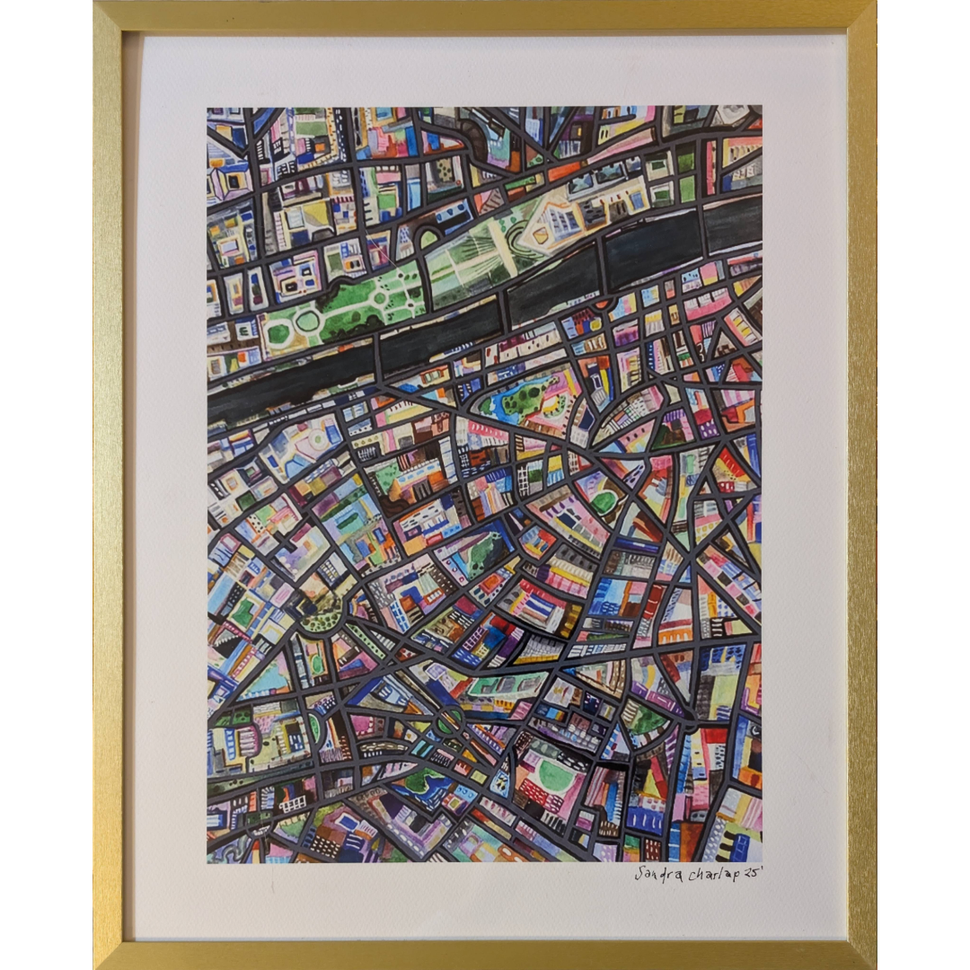 Paris, France Aerial Map Giclee Print