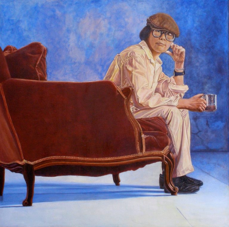 Lenore Chinn. Detail of Butler’s View (1993); self-portrait, acrylic on canvas. Copyright © Lenore Chinn.