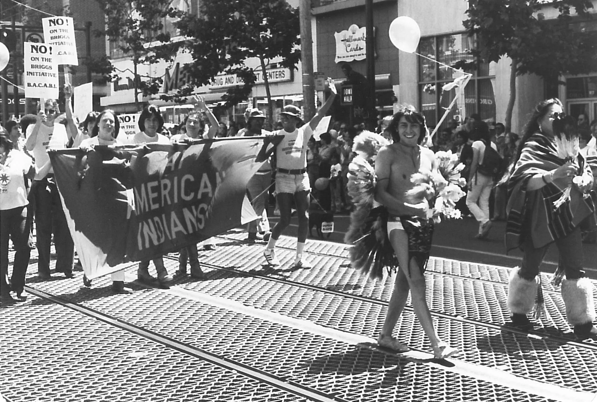 Elaine Gay Jarvis, Gay American Indians contingent in the 1978 Gay Freedom Day parade (1978), Elaine Gay Jarvis Papers (2018-90), GLBT Historical Society.