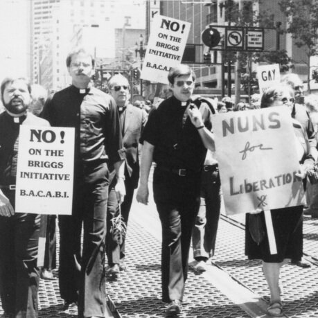 Clergy protesting at 1978 Pride