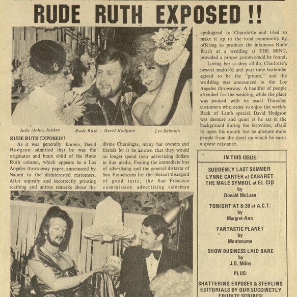 Rude Ruth's drag wedding, 1974