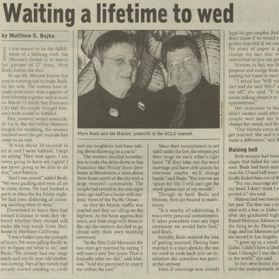 2004 profile of marriage activists