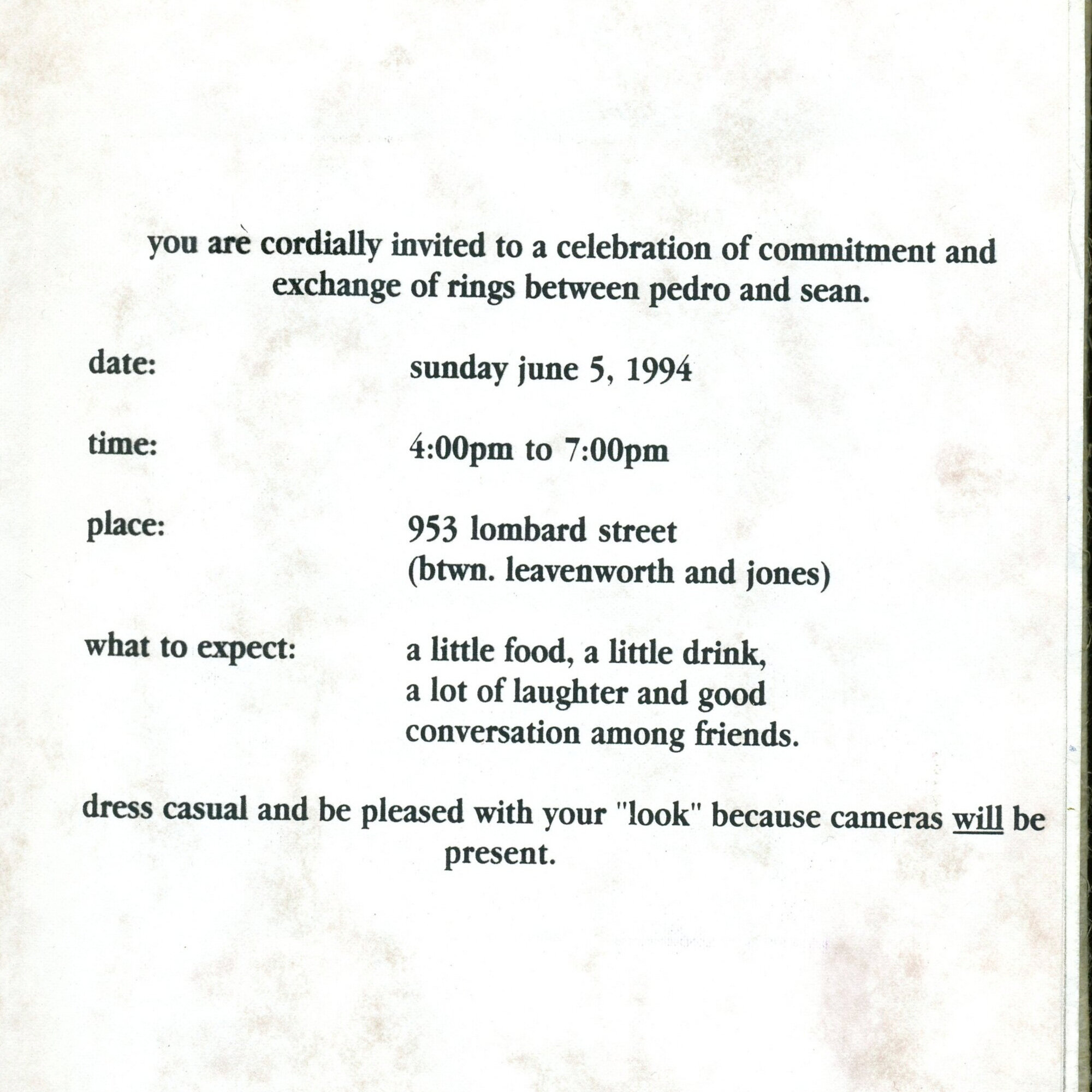 1994 gay wedding invitation (#2014-04)