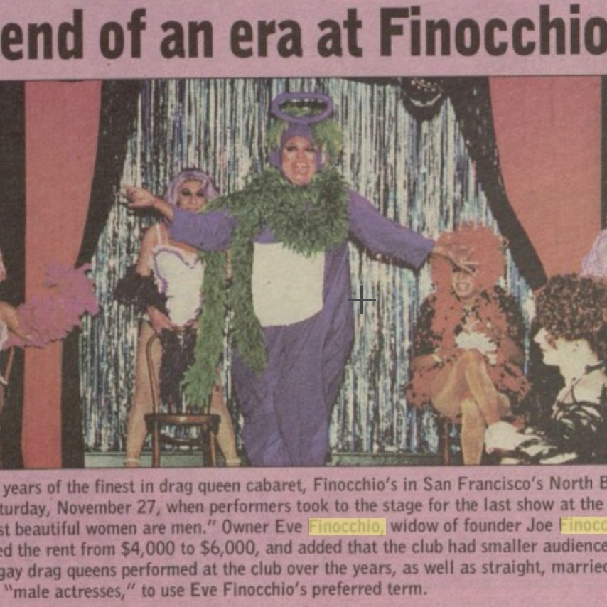 BAR article on Finocchio's closure