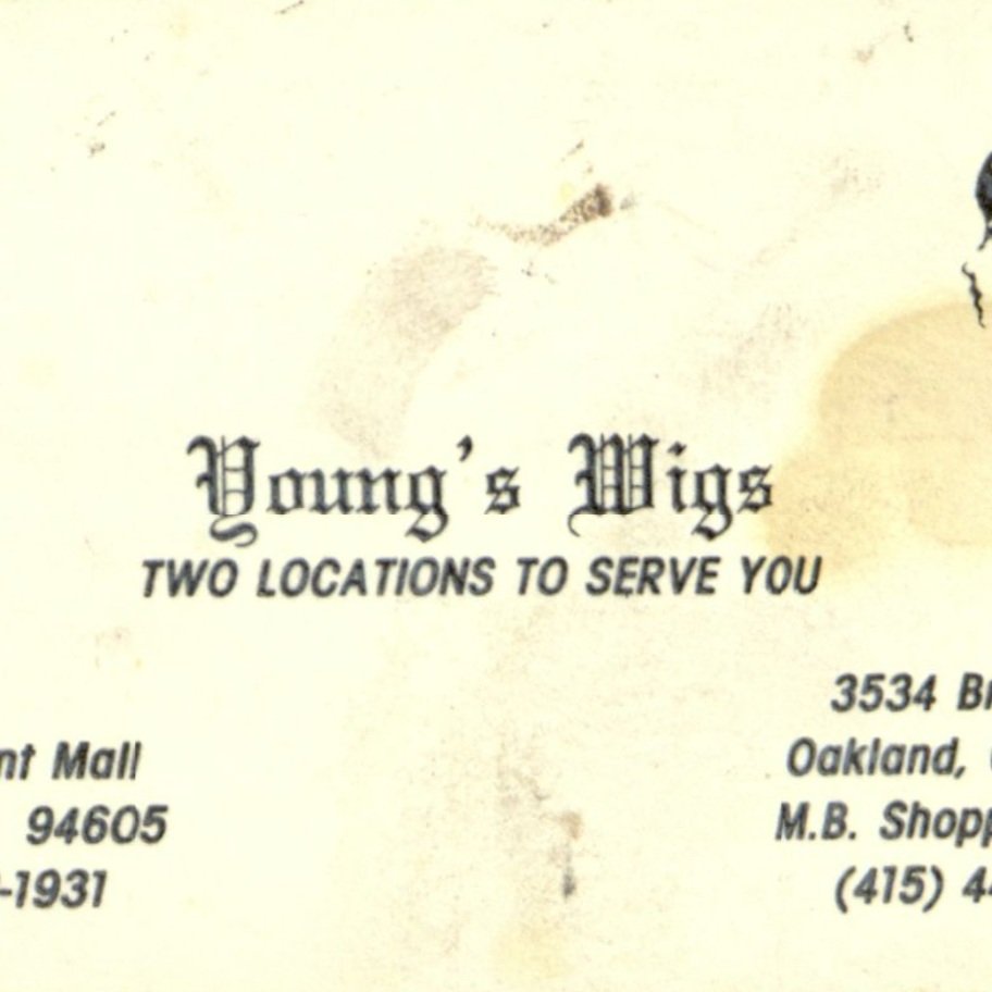Young's Wigs business card