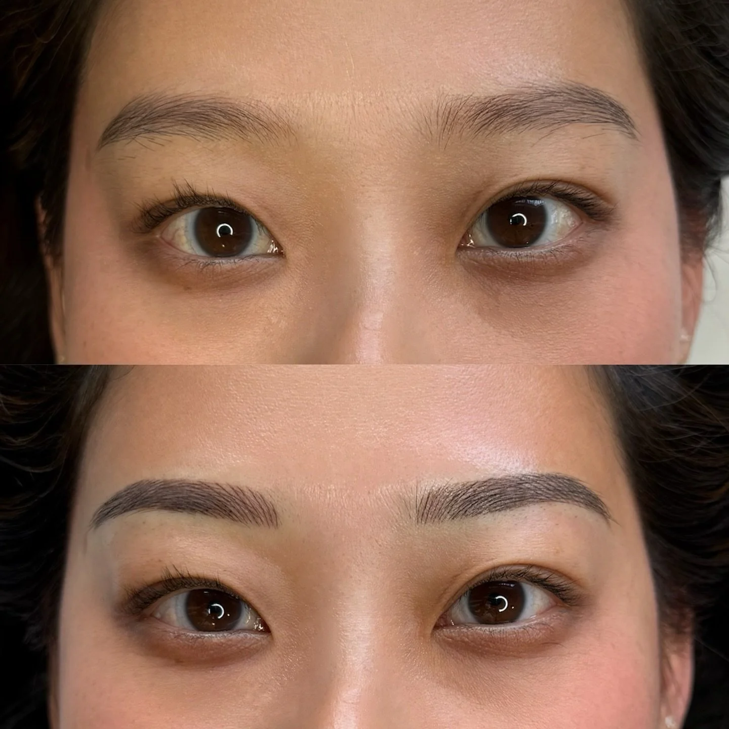 All the way from Seattle for her return touch up! 🥹🫶🏼 Her brows were feathered 3 years ago and faded. We went darker but still looking soft &amp; natural so it'll last her another 2 years 🤗
&mdash;
Skin type: Combination
Technique: Nano Feather B