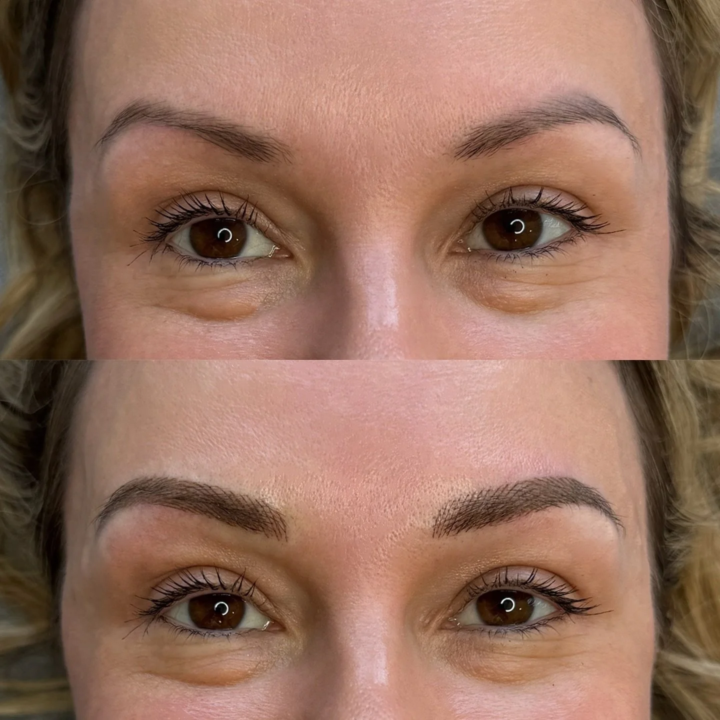 When previous tattoo has faded and is light enough for a new nano feather tattoo, this is the result. We softened the arches as she didn't like the high arch. The brows have more thickness and fullness now. Refreshed!
&mdash;
Skin type: Combination
T