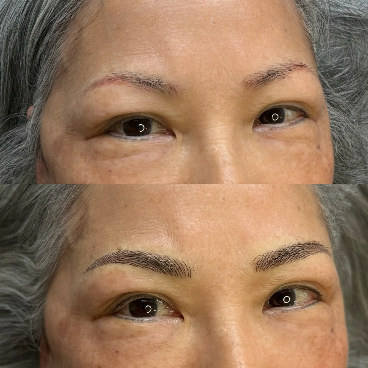 Old tattoo touch up with a major lift! 🤗 For this client, her tattoo from 10+ years ago discolored red. I was able to color correct it and feather new strokes on to hide the old tattoo. She requested a more lifted look as well. Now it's fluffy and r