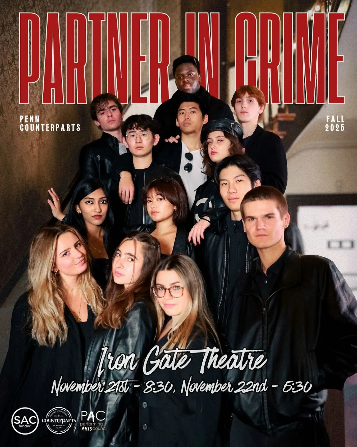 PARTNER IN CRIME ❤️&zwj;🔥

It&rsquo;s time! Come see Penn Counterparts FRIDAY 11/21 and SATURDAY 11/22 at the Iron Gate Theatre. 

Ticket link in bio.

📸: @noahjeong_