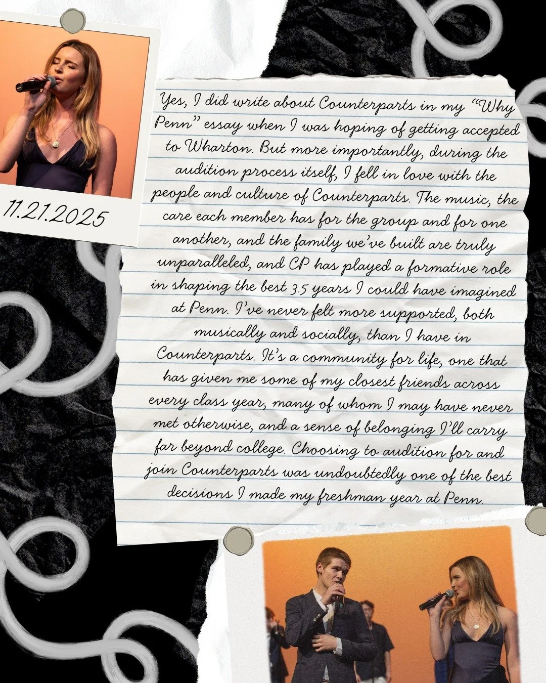 Next up, Grace and Brandon would like to share why you should join Counterparts. Make sure to stay tuned for more audition information! We&rsquo;re so stoked to meet you all 🖤🤍