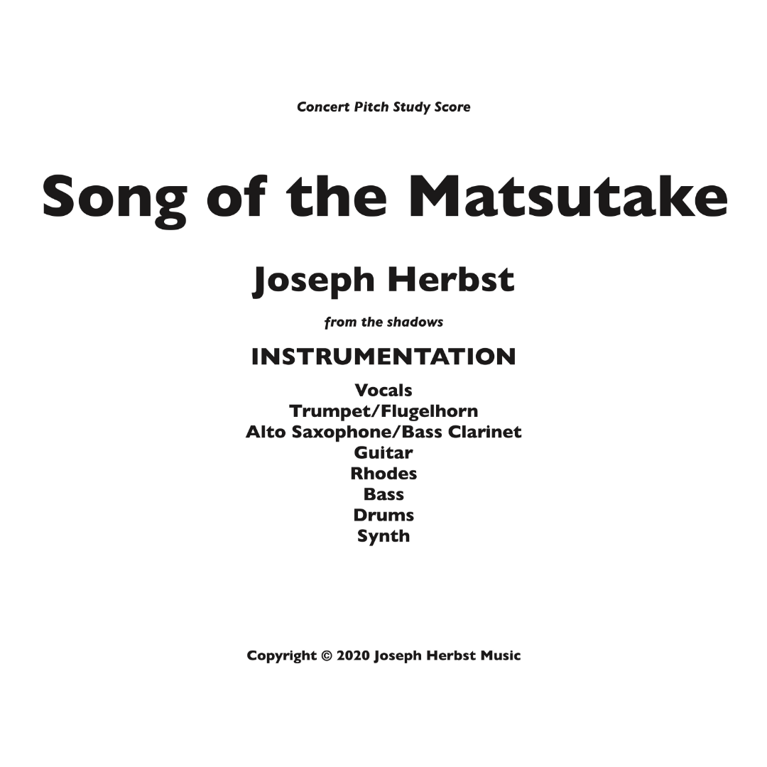 Song of the Matsutake STUDY SCORE