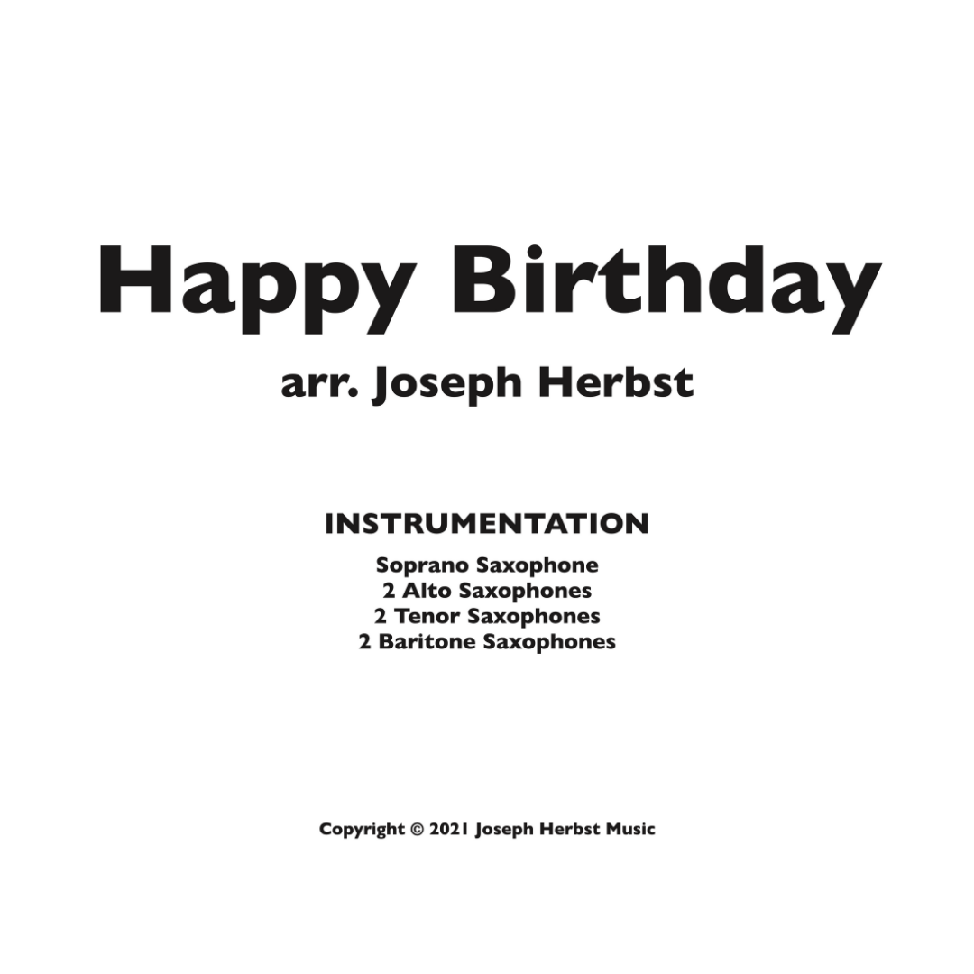 Happy Birthday (arr. for Saxophone Ensemble)