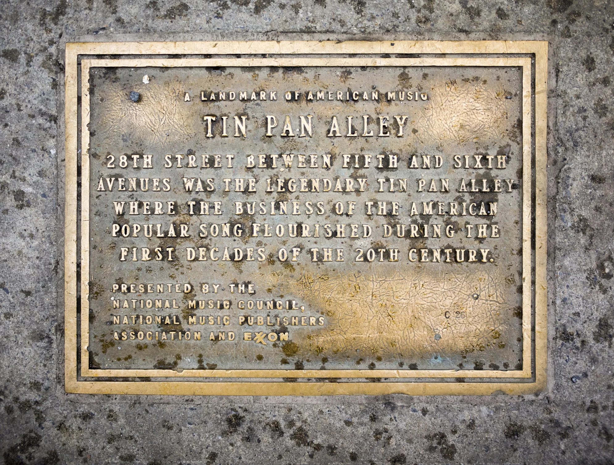 Tin Pan Alley Plaque in New York City.