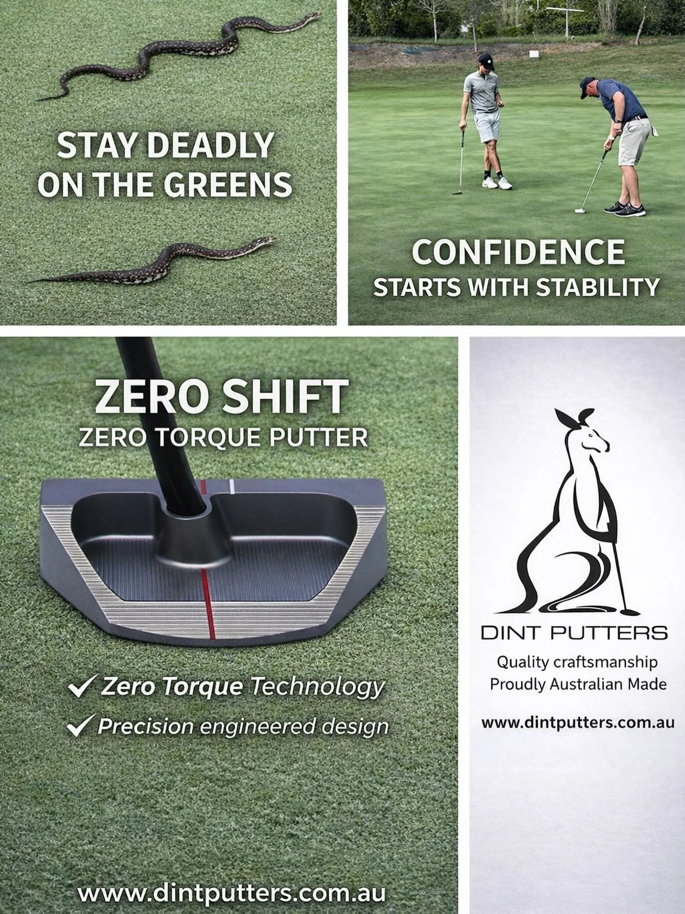 When precision matters, stability is everything.

Introducing the Zero Shift Dint Putter &mdash; part of the Dint Putters Zero Torque range, designed to keep the putter face square through impact for a more consistent stroke.

Engineered for golfers 