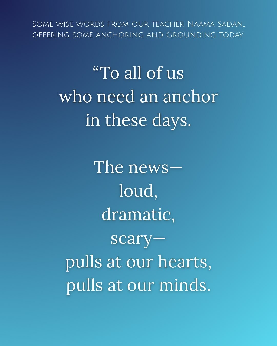 &ldquo;Shabbat Shalom and much 💙&rdquo; &mdash; Naama Sadan

Thank you for this grounding, this warmth.

We will add our warmth and our prayers. 
We will keep hearts strong💕

@intentional_flowers