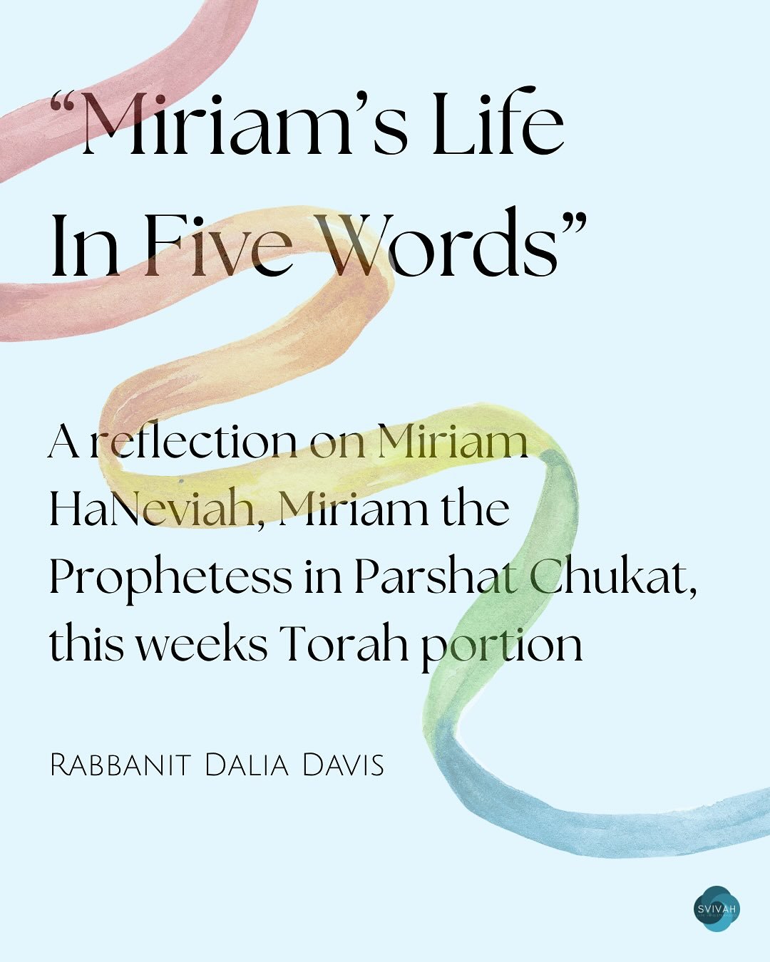 A beautiful reflection on the powerful and important role people play in our lives&hellip; what they bring out in us&hellip; who they help us to be. 

Thank you, Rabbanit Dalia Davis, for this heartfelt tribute to Miriam &mdash; encouraging us to thi