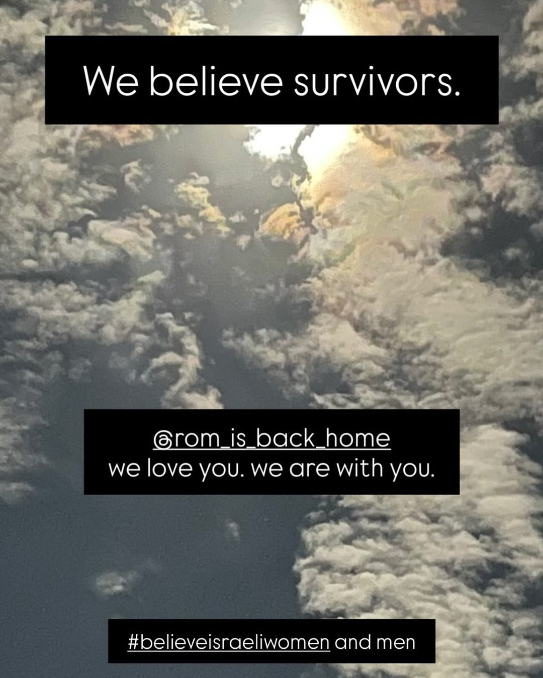 We believe survivors. 
Rom, we believe you. We love you. We are with you.

#believeisraeliwomen and men.

Funds are being raised for Rom Braslavski&rsquo;s healing in a link in the bio at @rom_is_back_home 

Rom is pictured with his mother, Tammy, wh