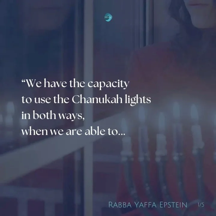 Wishing this wasn&rsquo;t on our minds this Chanukah. 

Grateful for this Torah from the wonderful Rabba Yaffa Epstein who shared it with us on Chanukah 2023. 

How are you thinking about this this year?

#bethelight #bringthelight #sharethelight #yo