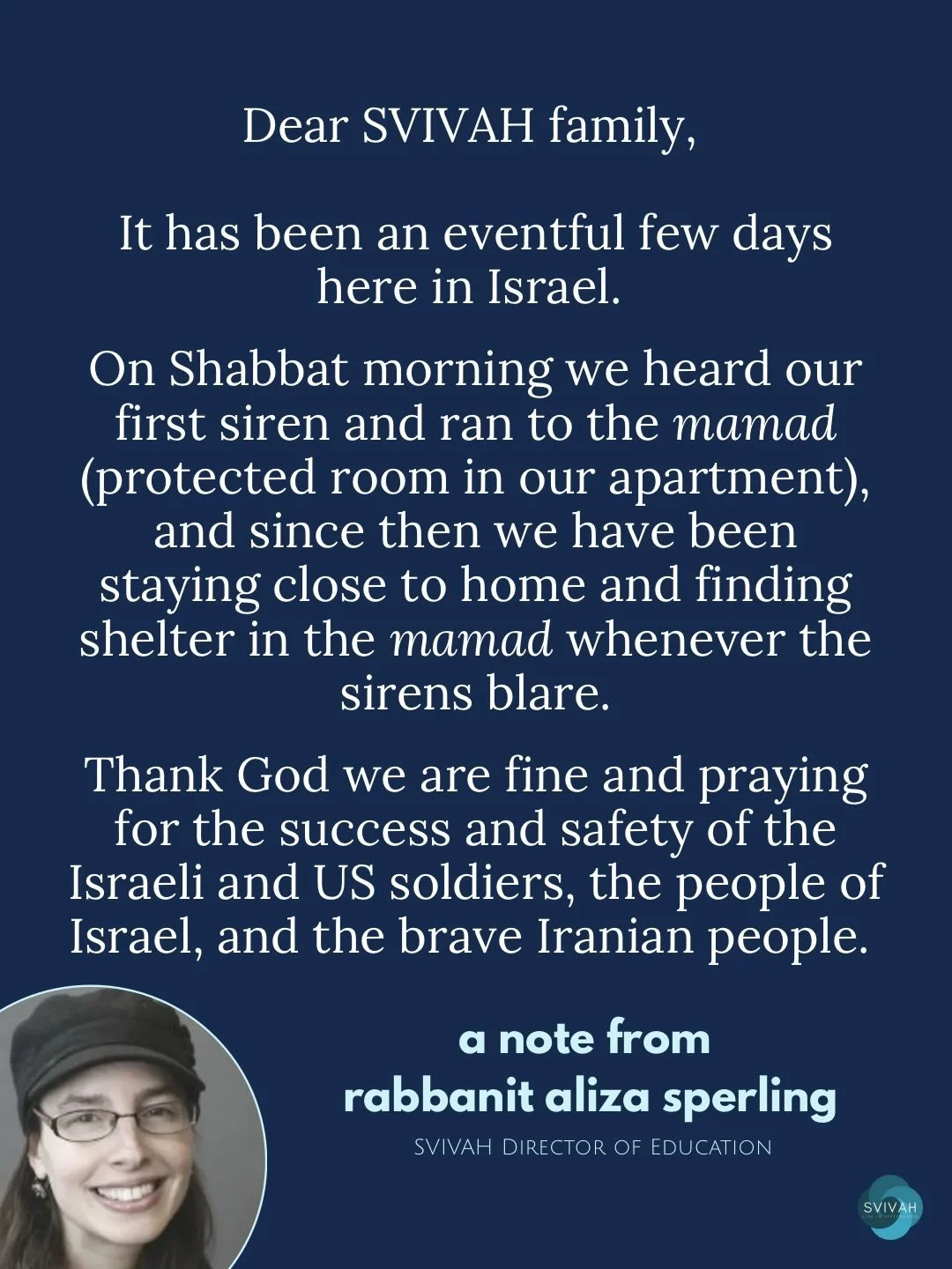 May all our efforts today on behalf of our people, and the courageous people of Iran, lead to a new era of friendship, stability, and peace in the Middle East.

With love💕
Aliza