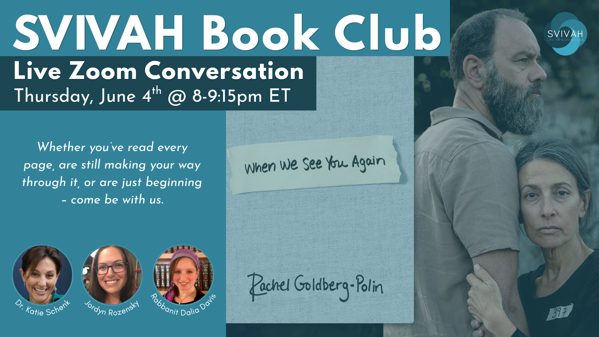 SVIVAH Book Club: Live Conversation: When We See You Again by Rachel Goldberg-Polin