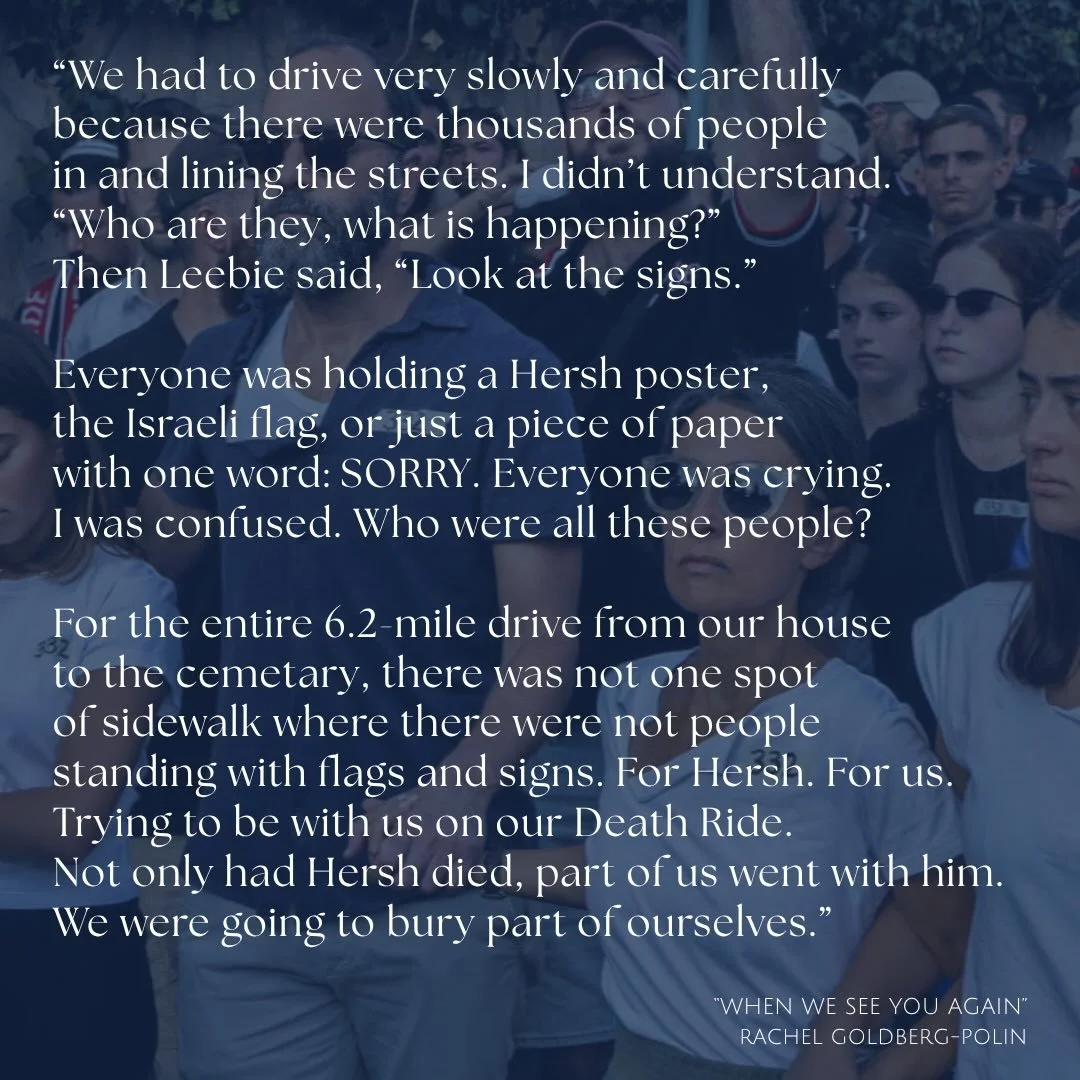 We experienced Hersh z&rdquo;l&rsquo;s story together.
We wanted to read his mother&rsquo;s words together, too.

If you&rsquo;re reading the book.
If you&rsquo;re THINKING about reading the book.
If you just want to be in a space that holds this spe