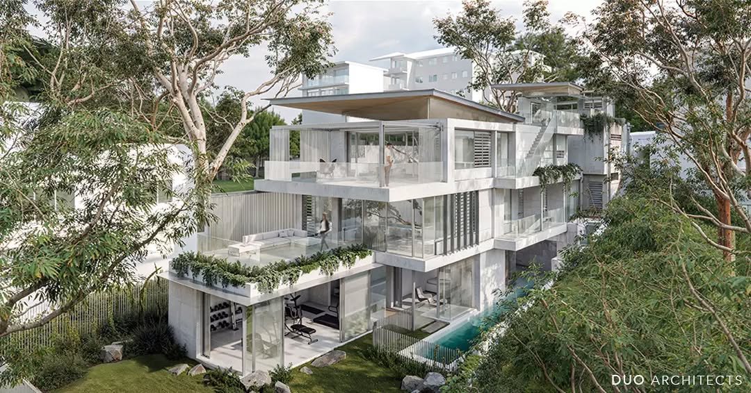 The Breakline House moves with the land &mdash; multi-level, layered, and oriented to the iconic coastal vistas of Queenscliff and Manly.

Inspired by the idea of a breakline, anchored foundations give way to a soaring roof, letting sunlight flood ev