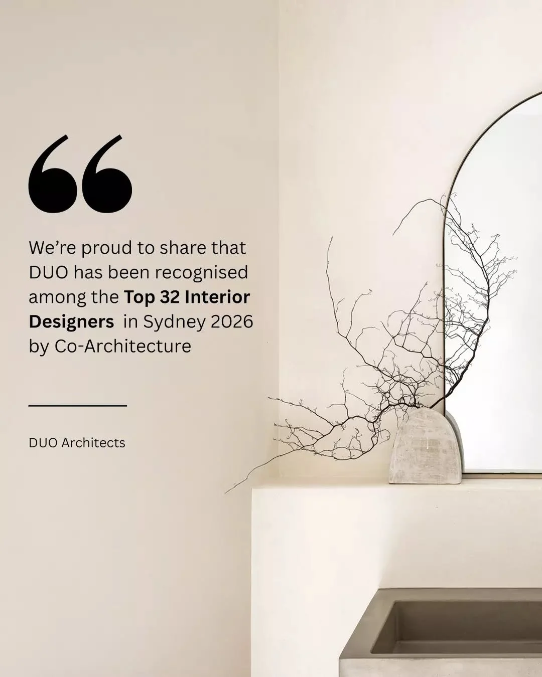 We are also honoured to be recognised among the Top 34 Interior Designers in Sydney for 2026 by Co-Architecture.

See link in Bio.
Photography: @tfadtomferguson