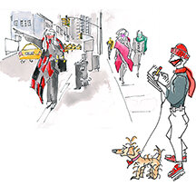 Mark and Dottie on the street observing fashion