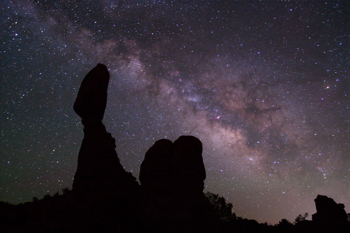 Milky Way over Balanced Rock in Arches National Park