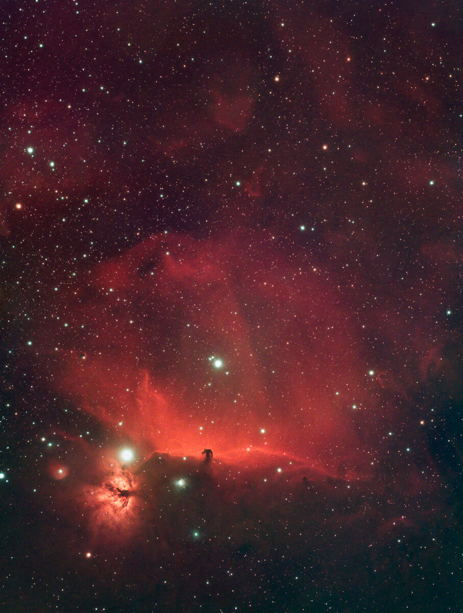 Horsehead and Flame Nebula with STC Duo Narrow Band filter from driveway