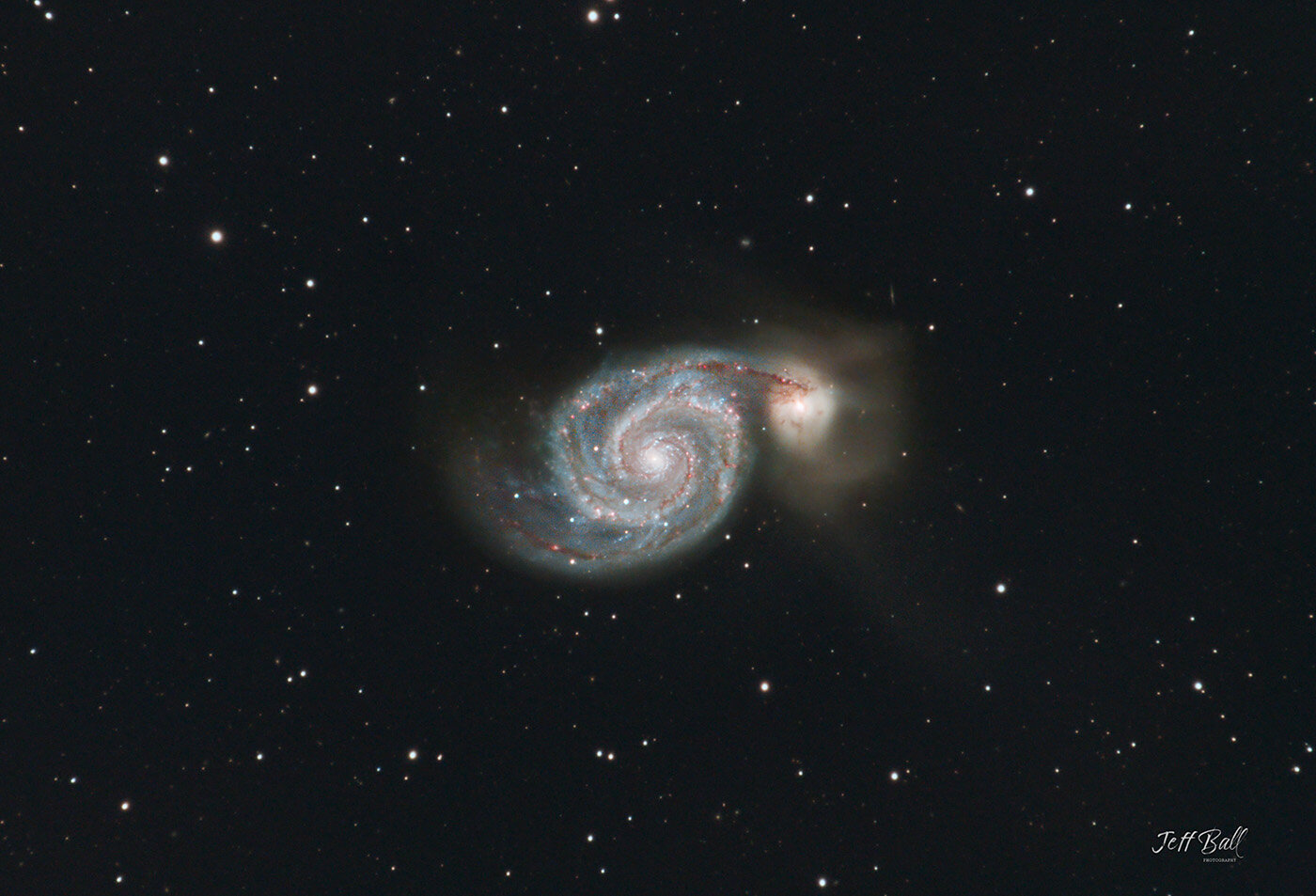 Whirlpool Galaxy: M51 with AP130EDF and 2x Barlow/ASI294MCPro