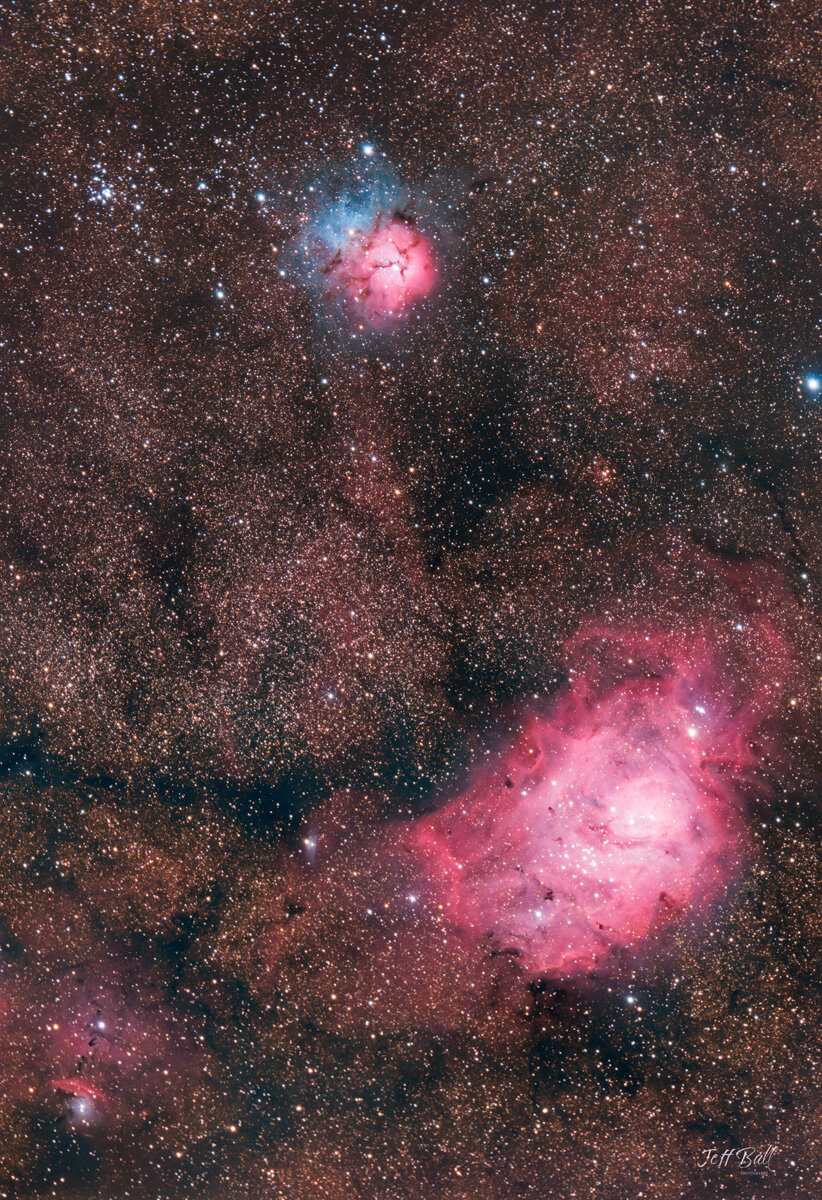  Trifid and Lagoon Nebula 2020.  First RGB light for the Celestron RASA 8” from Beech Fork State Park. 