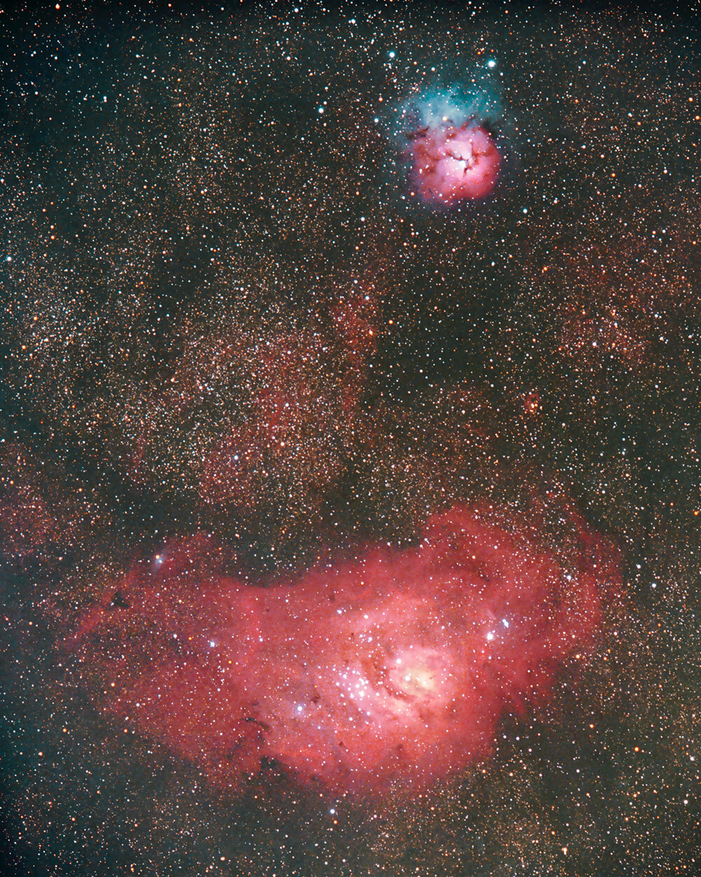 Lagoon and Trifid Nebula Film (2001)