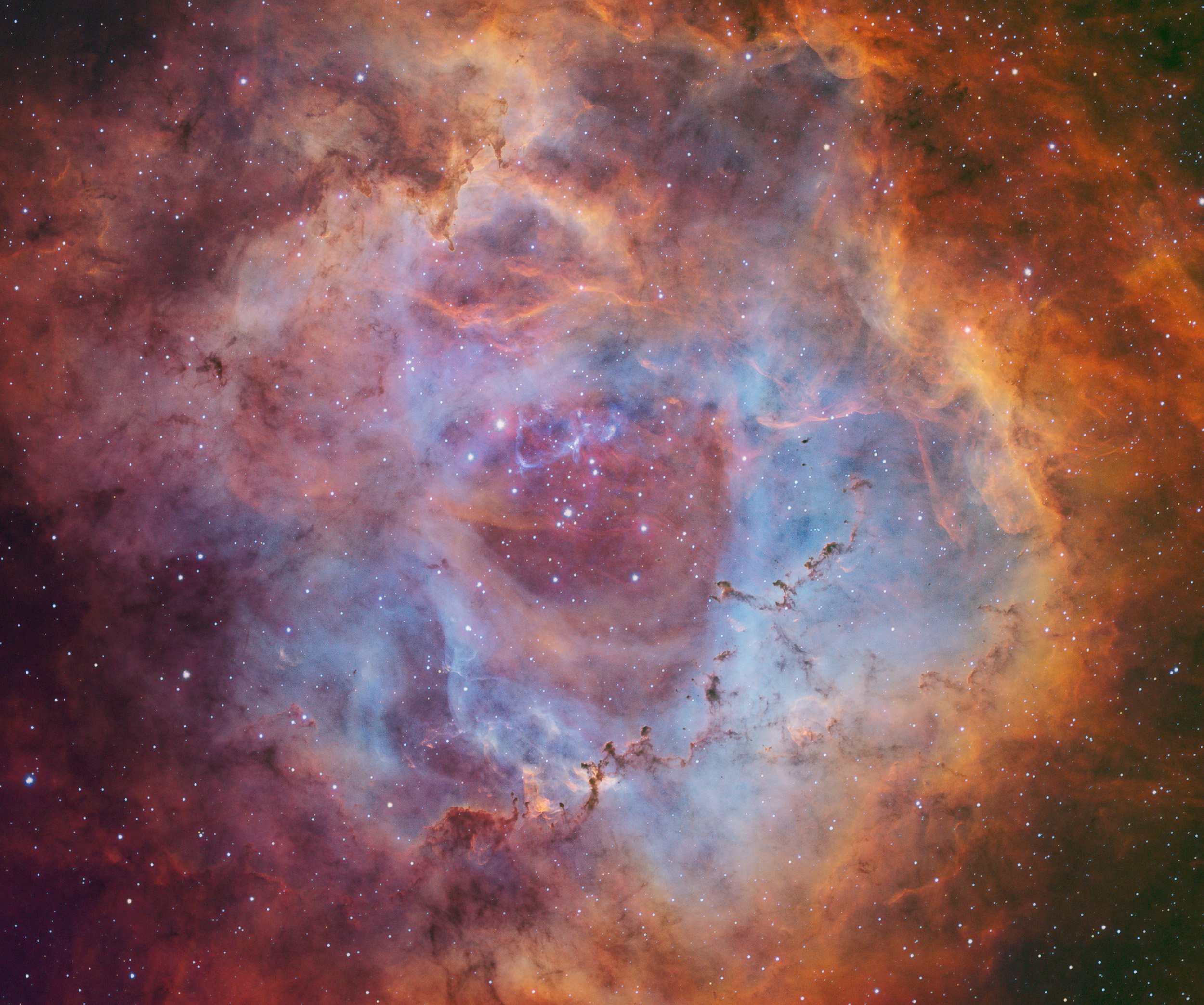 Rosette Nebula in S(ulfer)H(hydrogen)O(xygen) filtered image