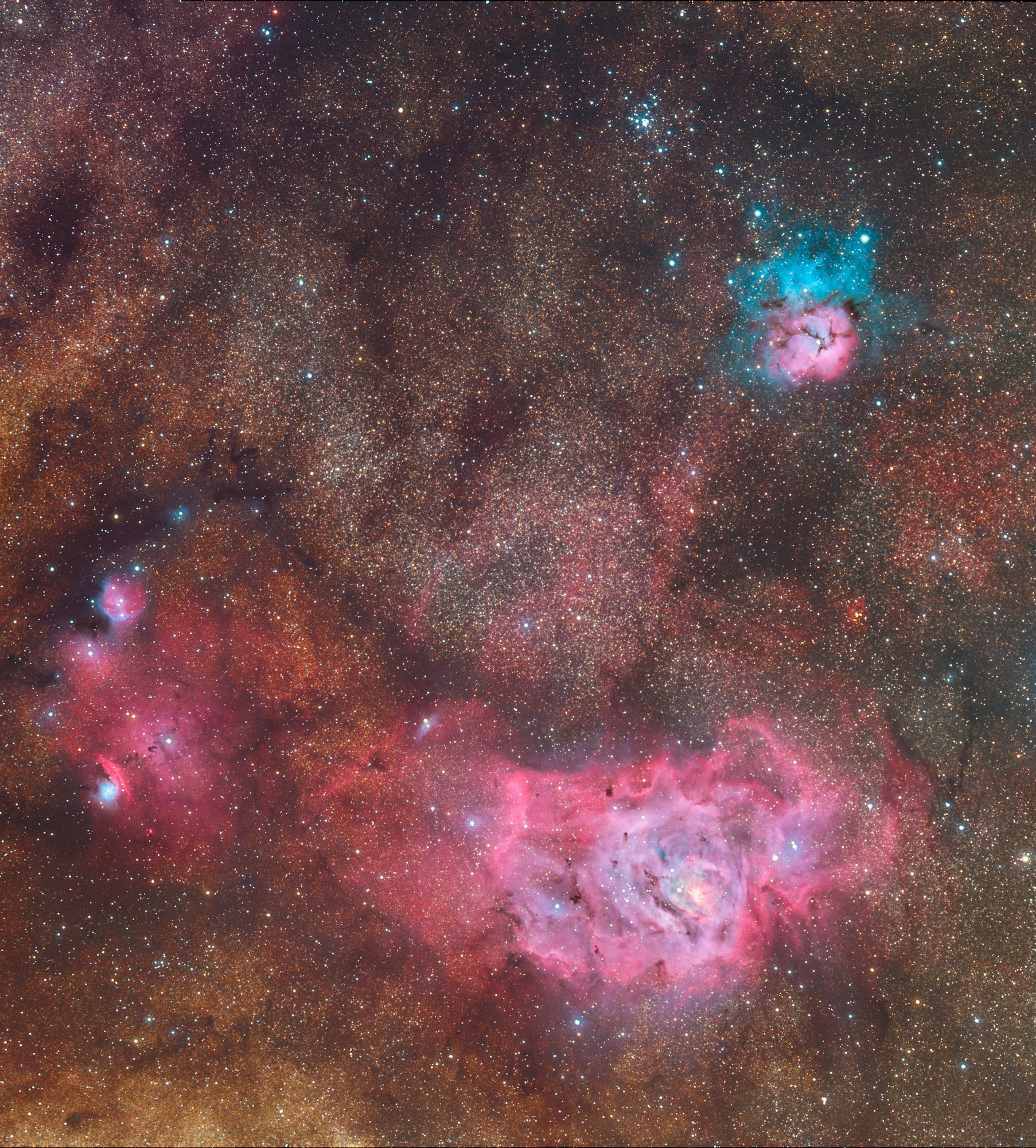 M8, M20, and M21 2 panel mosaic with RASA 8 and 294MCpro