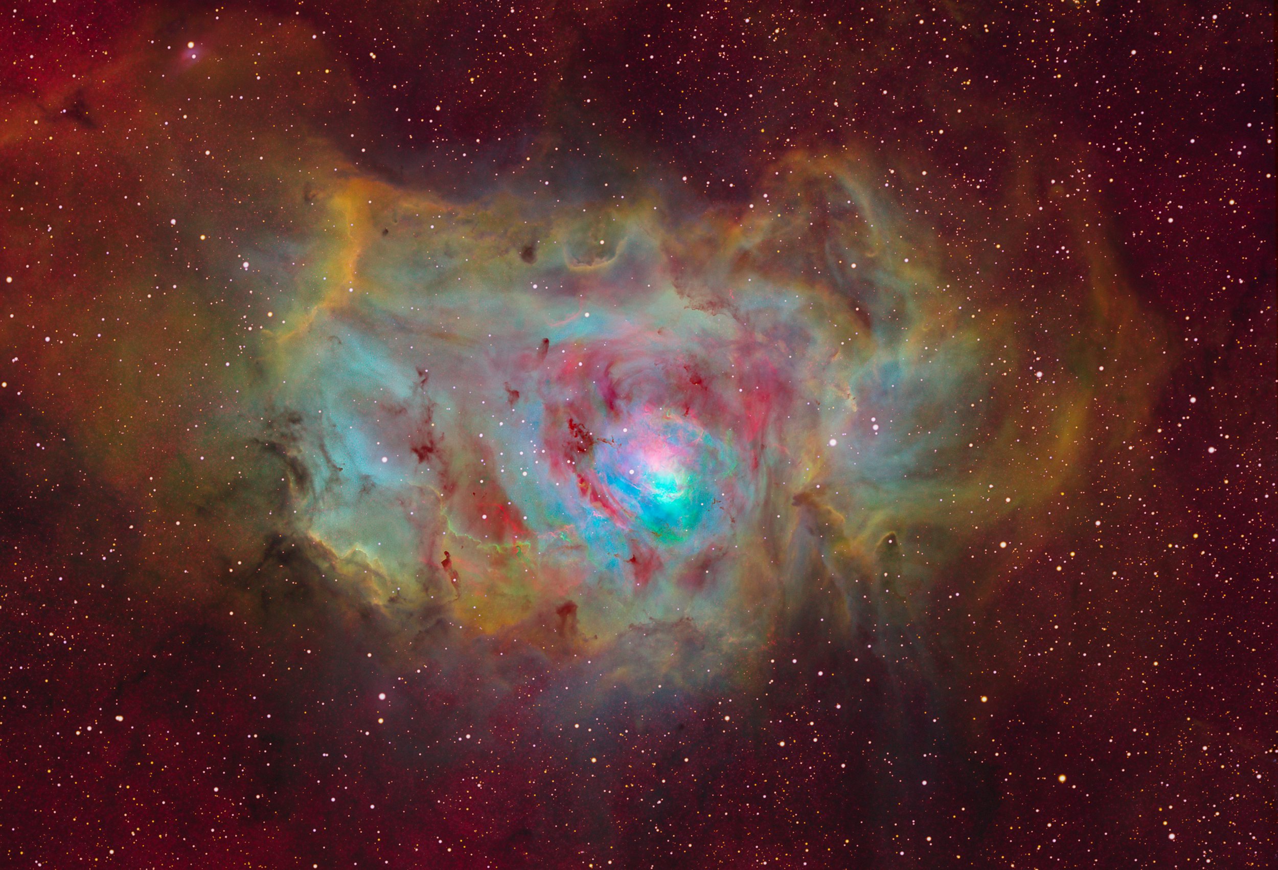 Rainbow Lagoon Nebula in wildly interpreted SHO color palette