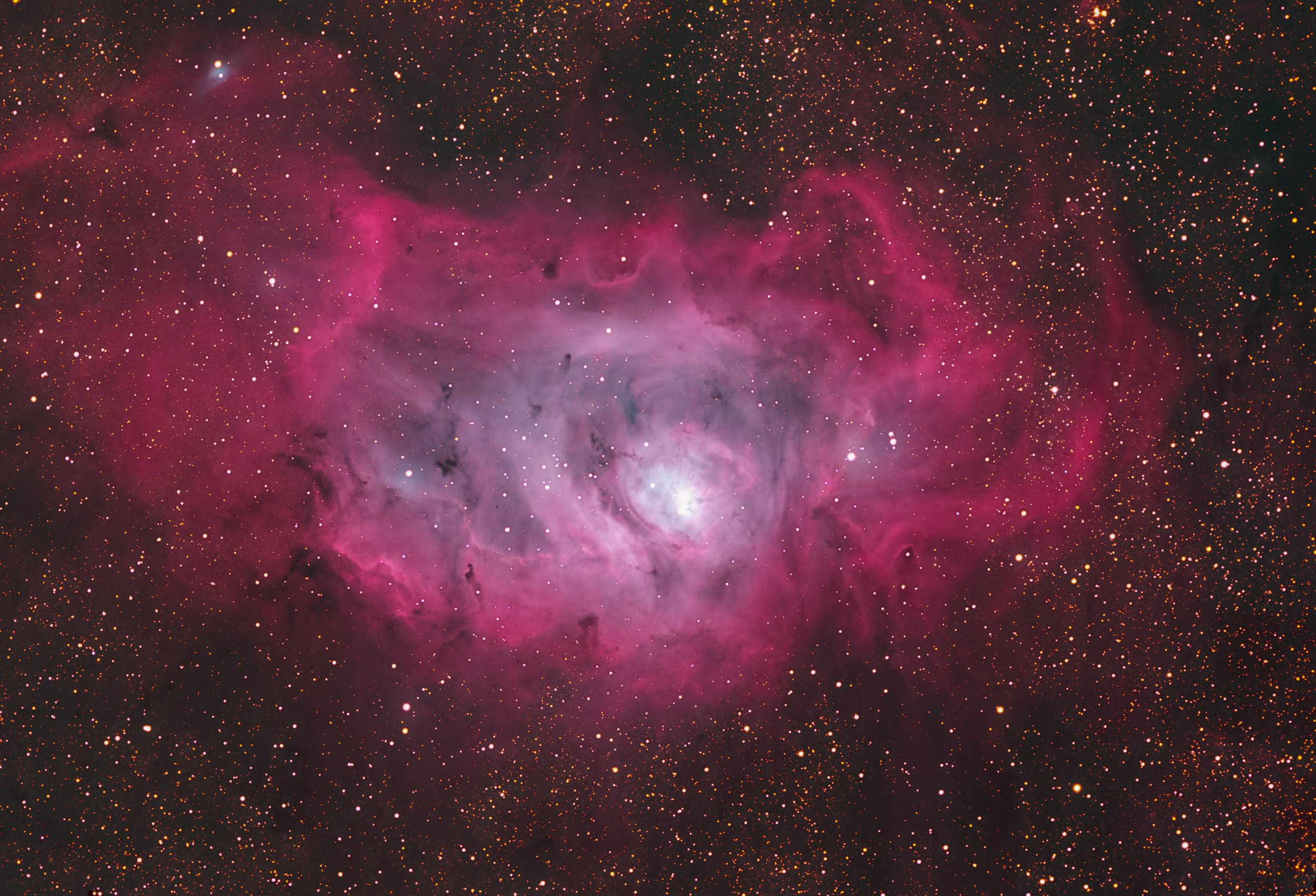 M8 Lagoon Nebula in Hydrogen Alpha supplemented RGB Image