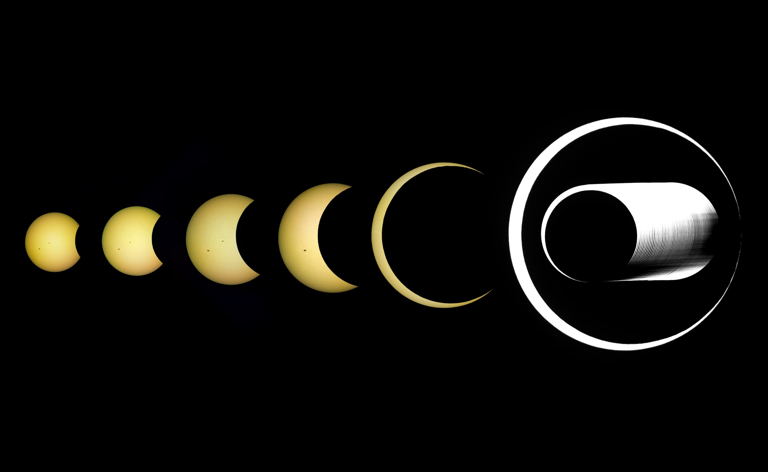 Annular Eclipse in phases with Bailey's Beads and Lunar Mountain Profile