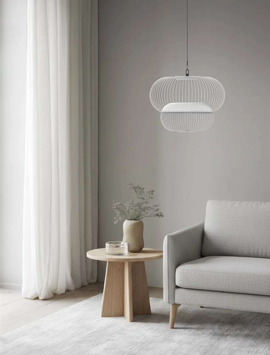  The dual-volume form creates a subtle visual rhythm: an outer structure that diffuses and softens, and an inner luminous core that appears almost suspended. 