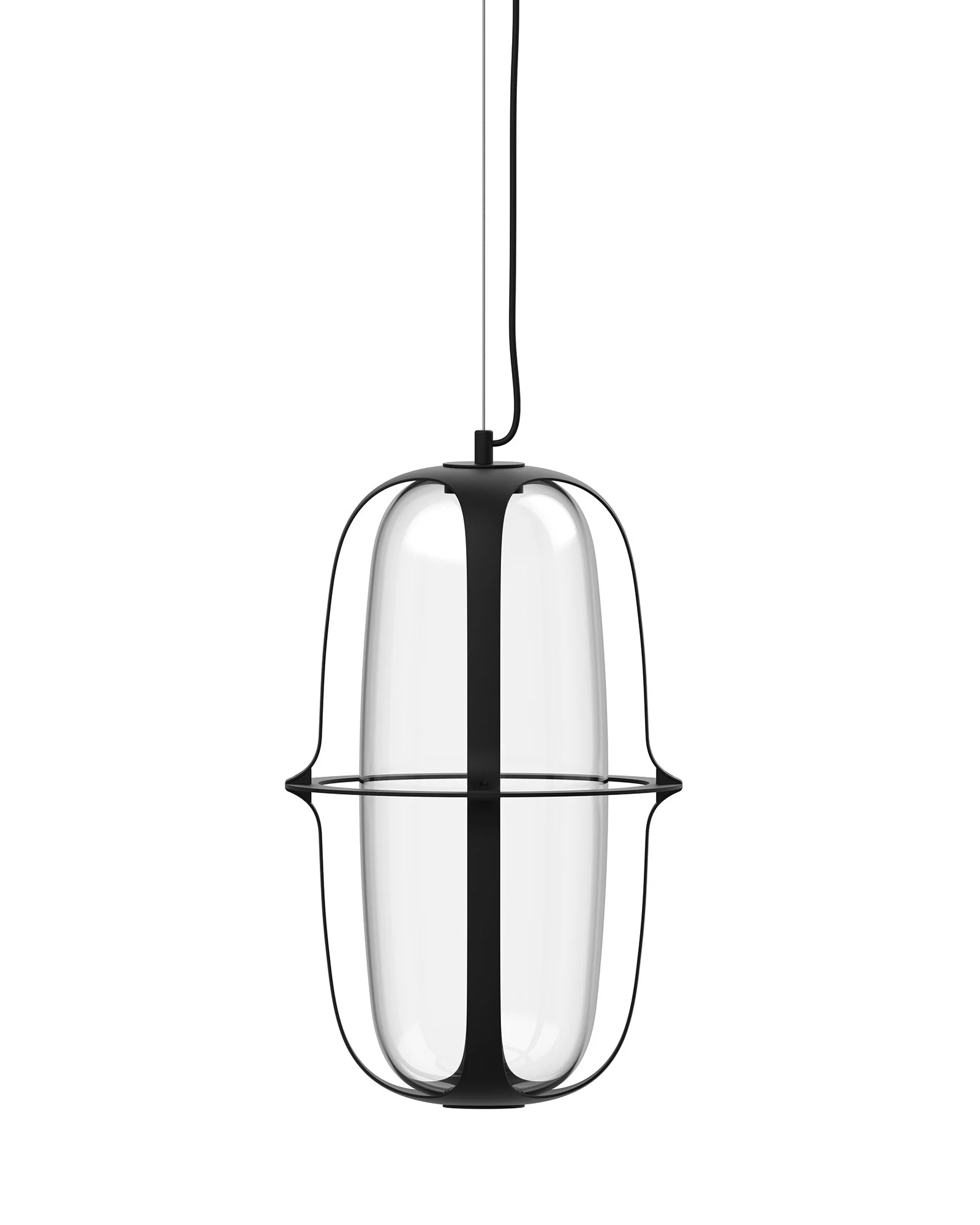  Glass and metal. Light and heavy. Black and white. Thanks to the contrast between the glass diffuser and the metal structure as a frame, lights and shadows become the protagonists of continuous visual effects and unprecedented changes of perspective